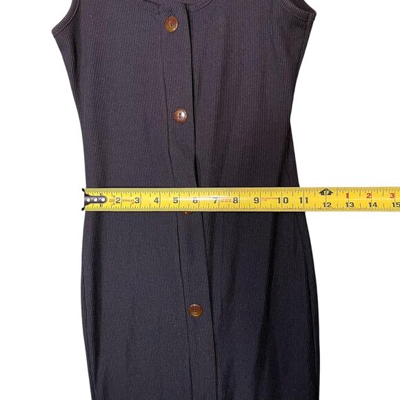 PrettyLittleThing Dress Womens US 0 Black Ribbed Button Front Bodycon Midi Tank - Picture 5 of 11